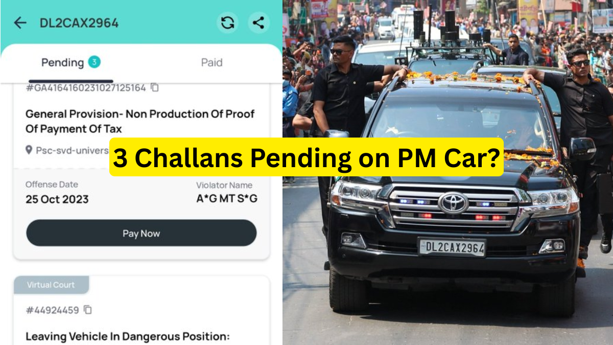 3 Pending Challans on the Prime Minister’s Car